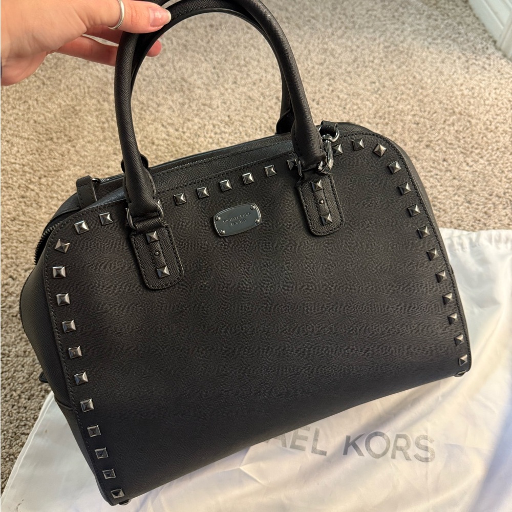Michael Kors Black Satchel with Stud Accents